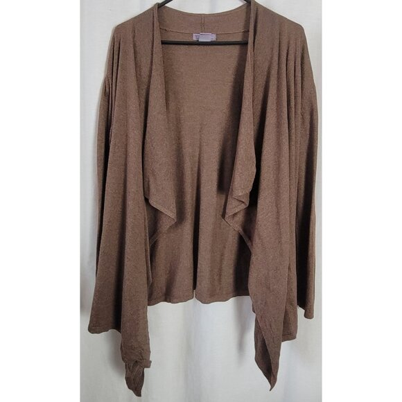 Laura Scott Cardigan Waterfall Open Brown Retro Medium Neutral Earthy Knit BOHO - Picture 5 of 9